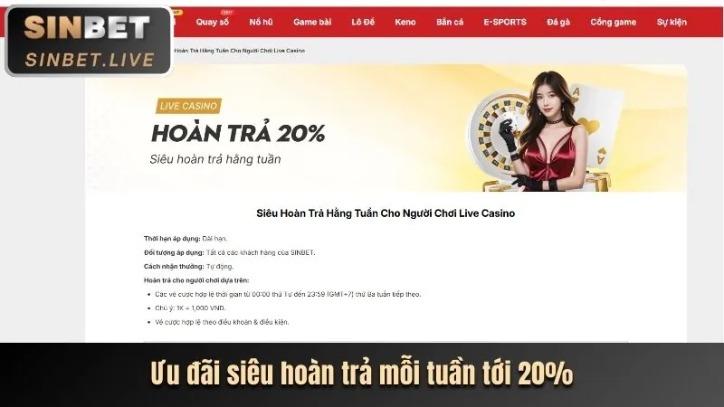Thưởng nạp lại hàng tuần 188bet